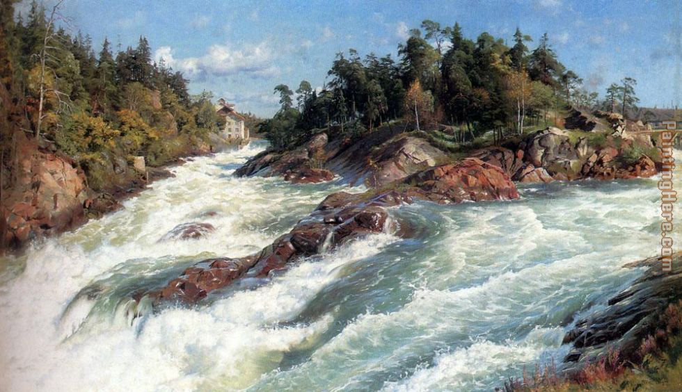The Raging Rapids painting - Peder Mork Monsted The Raging Rapids art painting